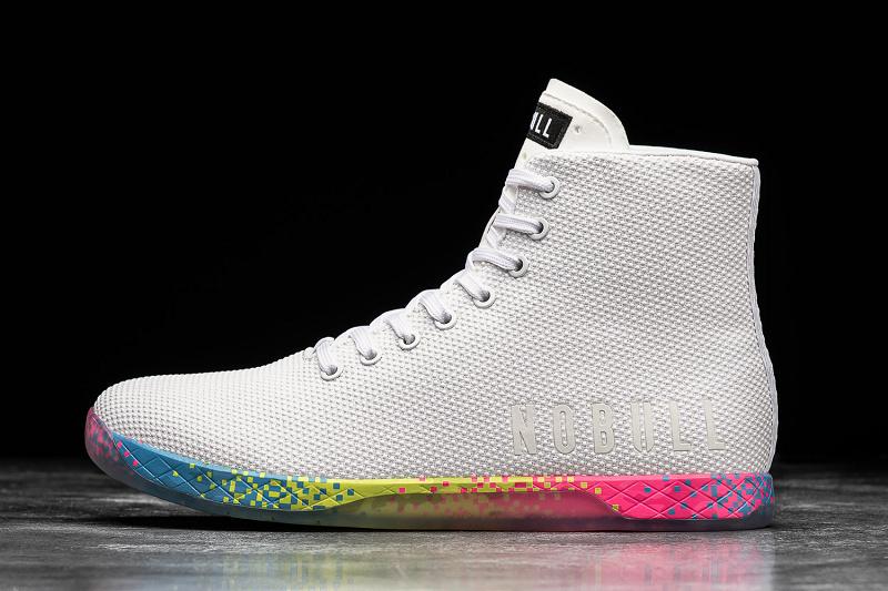 Men\'s Nobull High-Top Neon Glitch Trainers White | SG N2454W